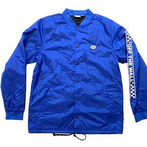 Vans Windbreaker Jacket Treeco True Blue Size Medium Coaches Lightweight Snap Up